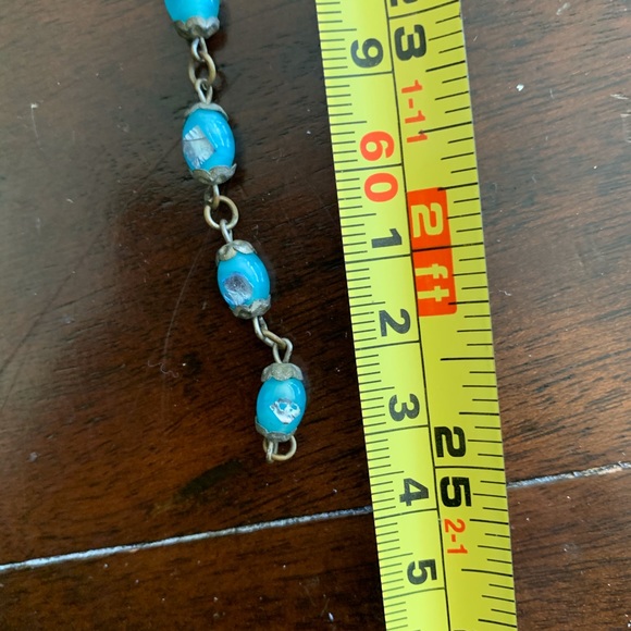 VINTAGE CZECH FOILED BEADED NECKLACE - Picture 6 of 10